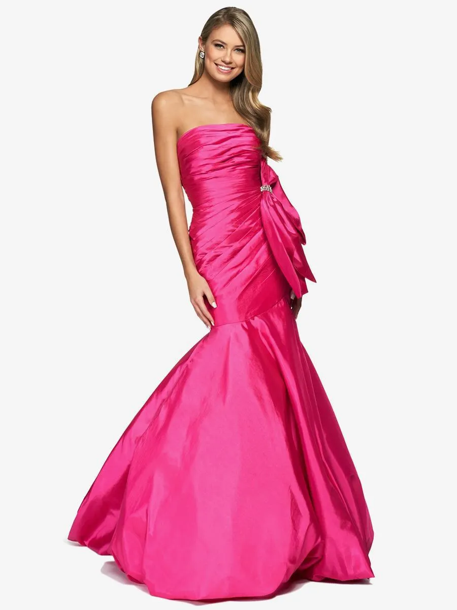 Vestido de noche Sirena Sin tirantes Tafetán Hasta el suelo Plisado Vestidos de fiesta formales