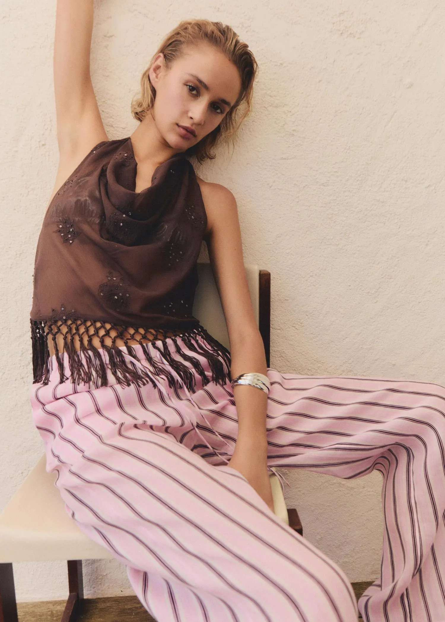 Pantalón ramio rayas