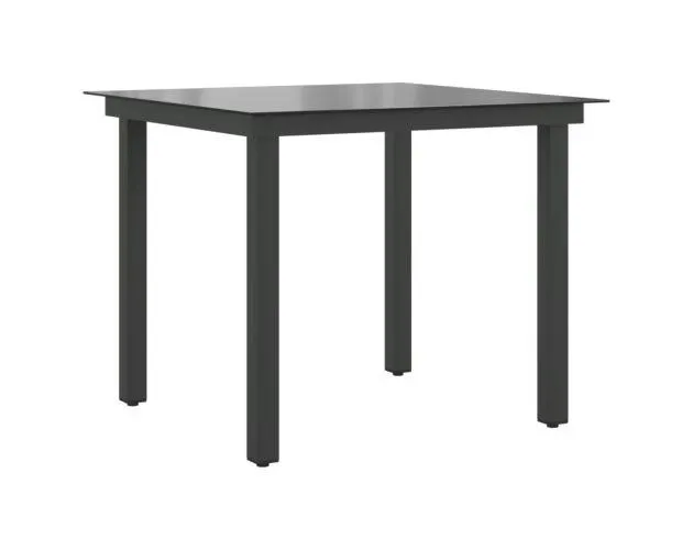vidaXL mesa de jardín de aluminio y vidrio negra 80x80x74 cm