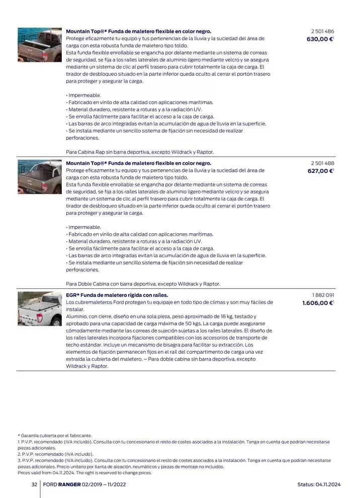 Catálogo de Ford de accesorios Ford Ranger 13 de noviembre al 13 de noviembre 2025 - Página 32