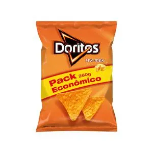 DORITOS Nachos de maíz con sabor a queso DORITOS Tex Mex bolsa de 260 g.