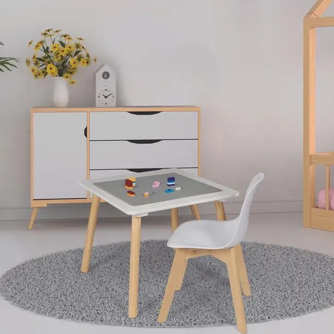 Mesa escritorio infantil blanco gris 52x52x44 cm