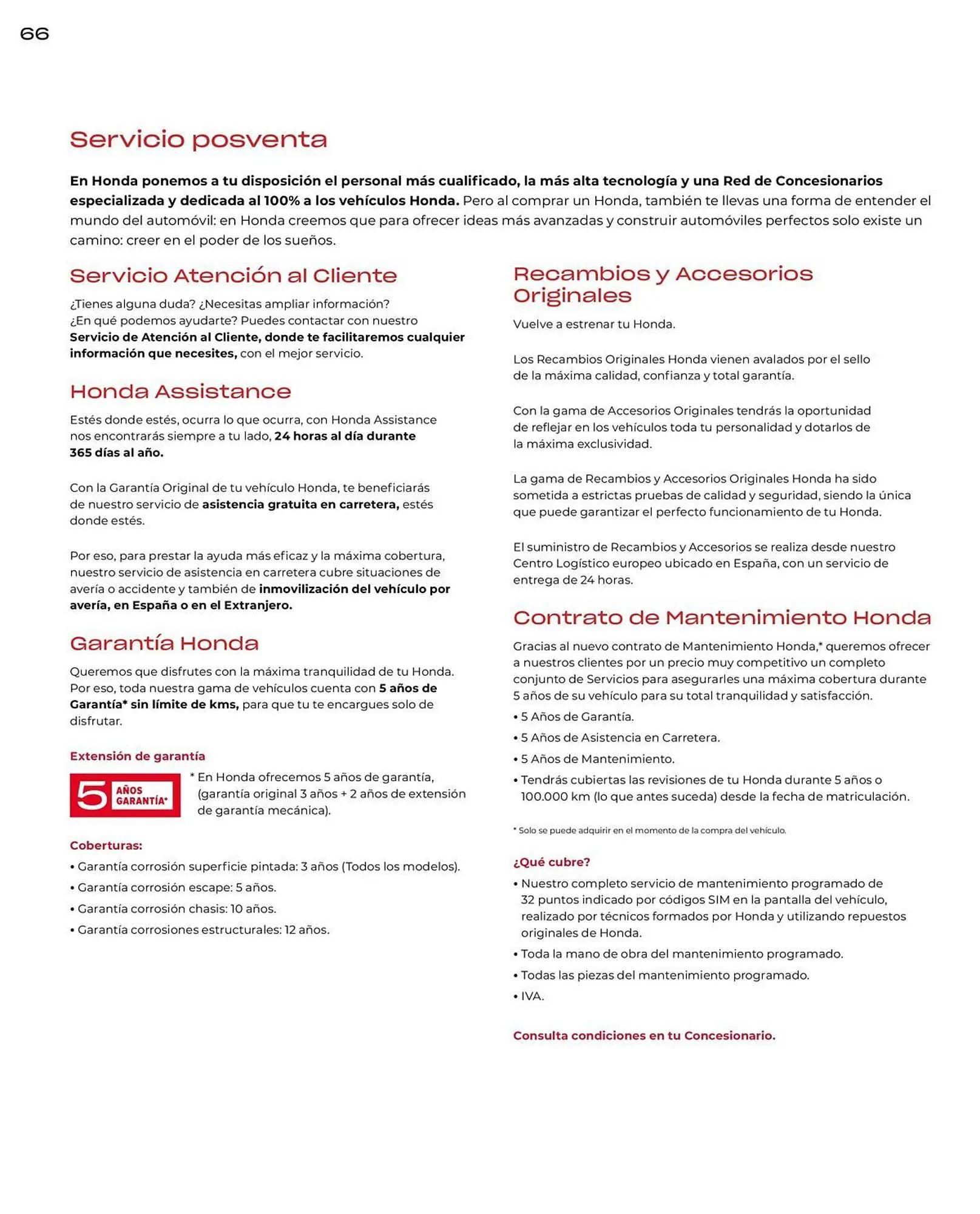 Catálogo de Folleto Honda 21 de enero al 31 de diciembre 2026 - Página 66