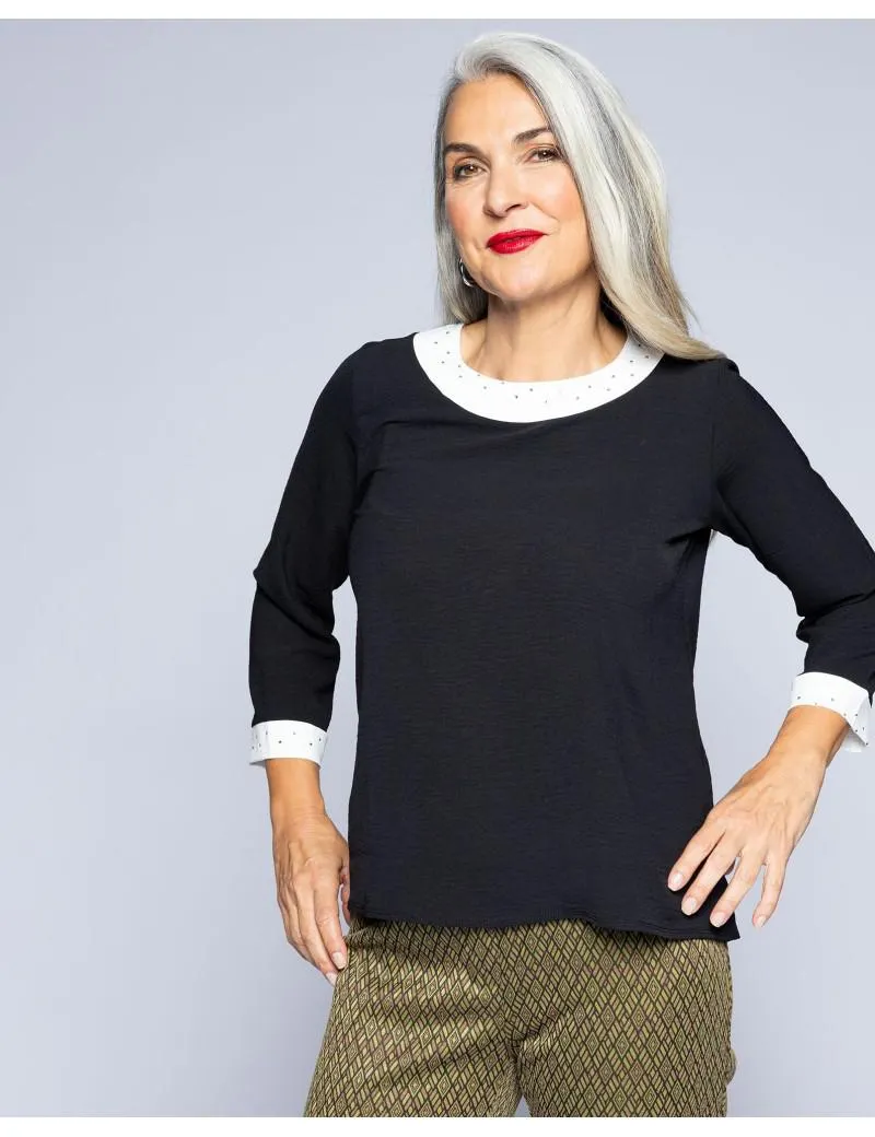 Blusa Bicolor Strass