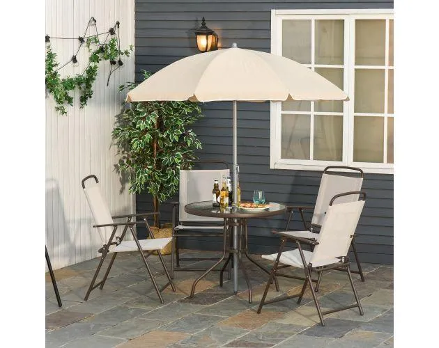 Conjunto de muebles para jardín acero, poliéster color beige 80x80x69.5 cm