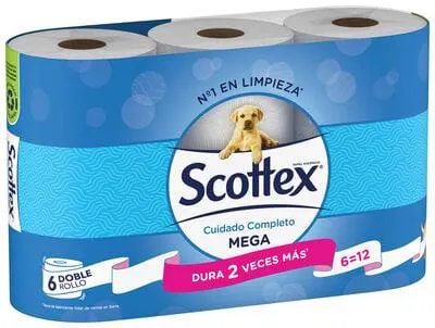 Papel higiénico Scottex 6 rollos mega doble rollo