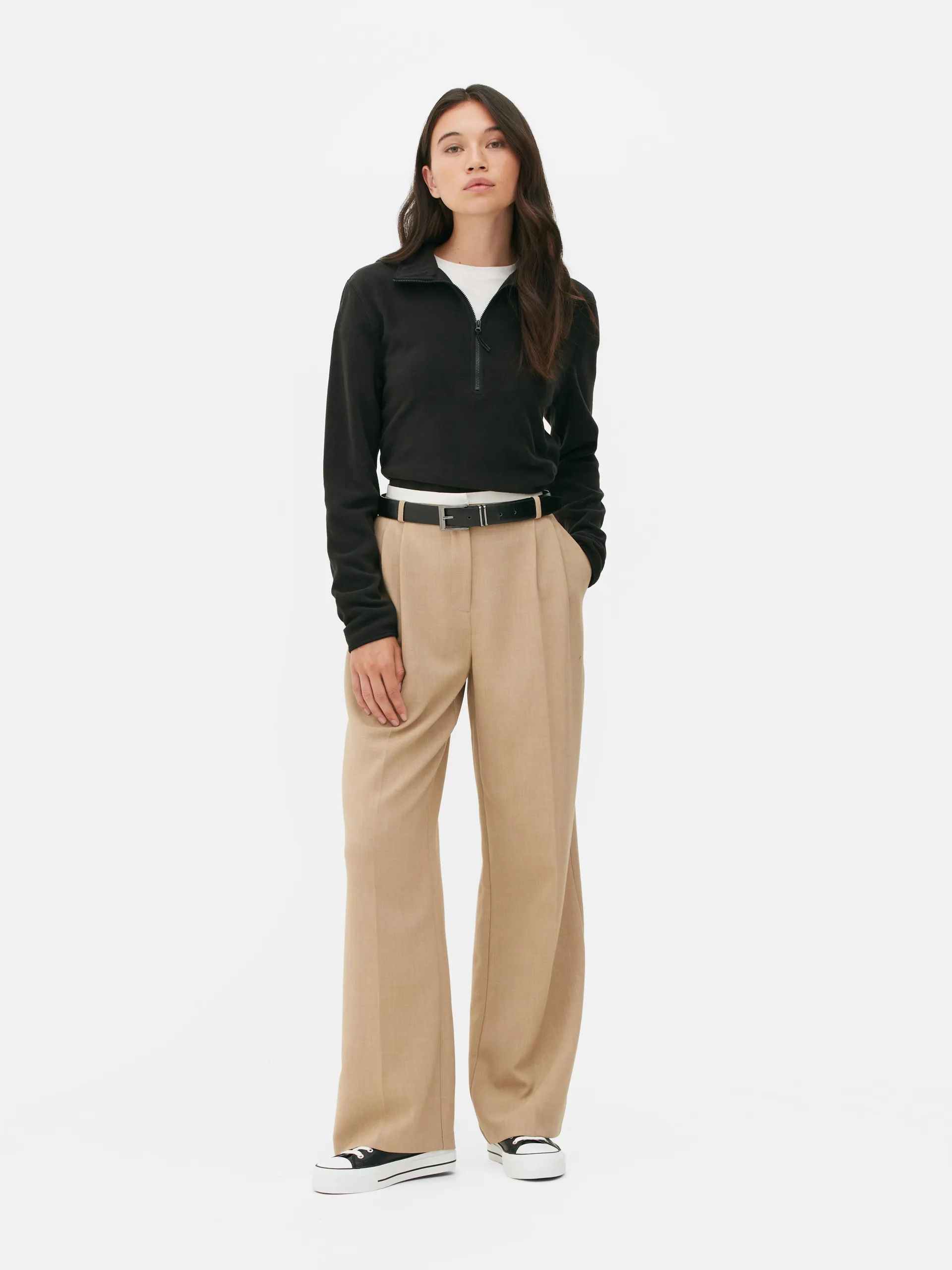 Maglione in pile con mezza zip