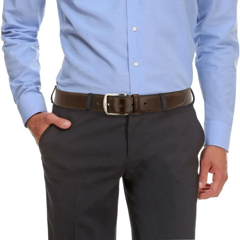 Cinturón hombre en piel vacuno color marrón - Box