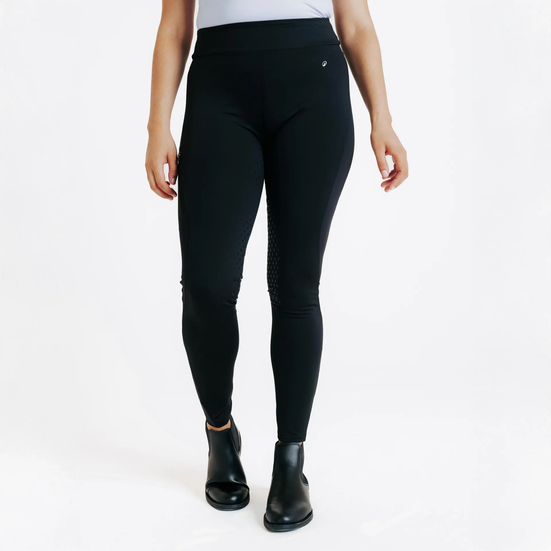 Leggings Equitación 500 Mujer Negro Full Grip