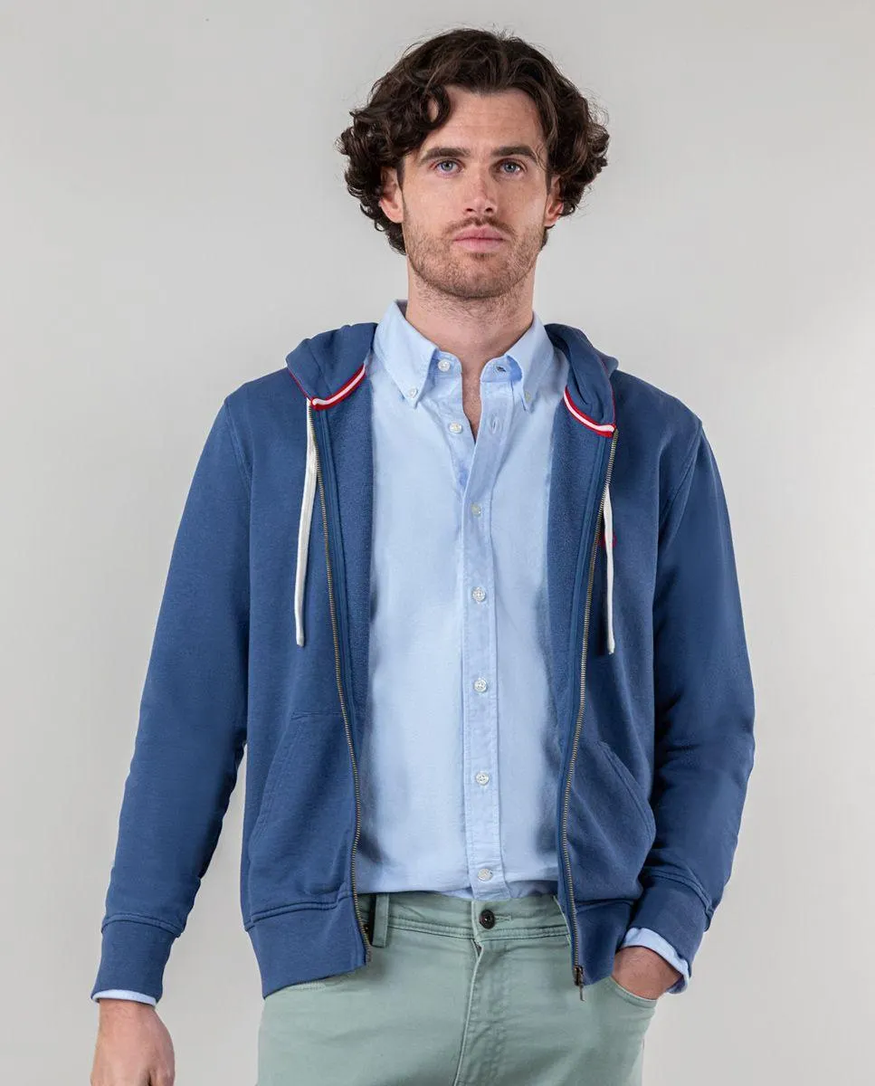 Sudadera Zipper Garment Dyed Azul