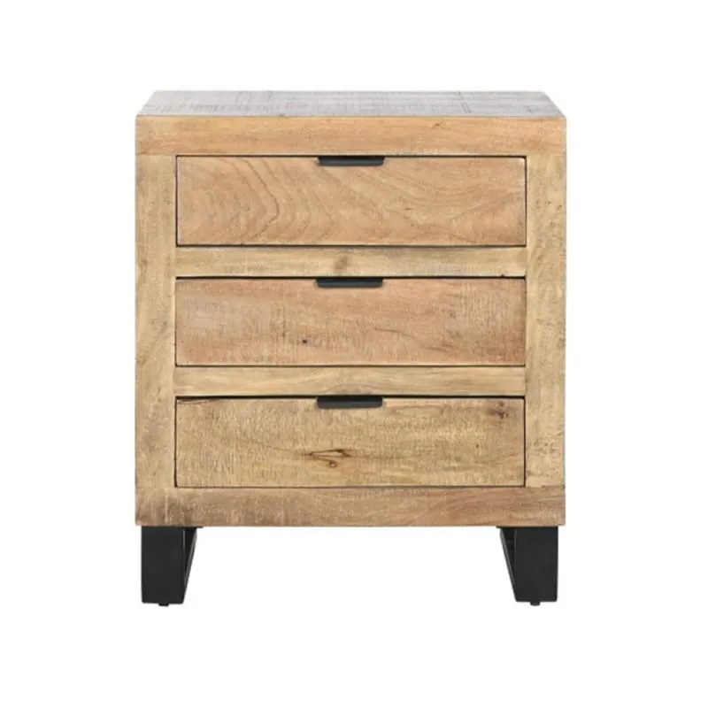 Mango wood and metal bedside table