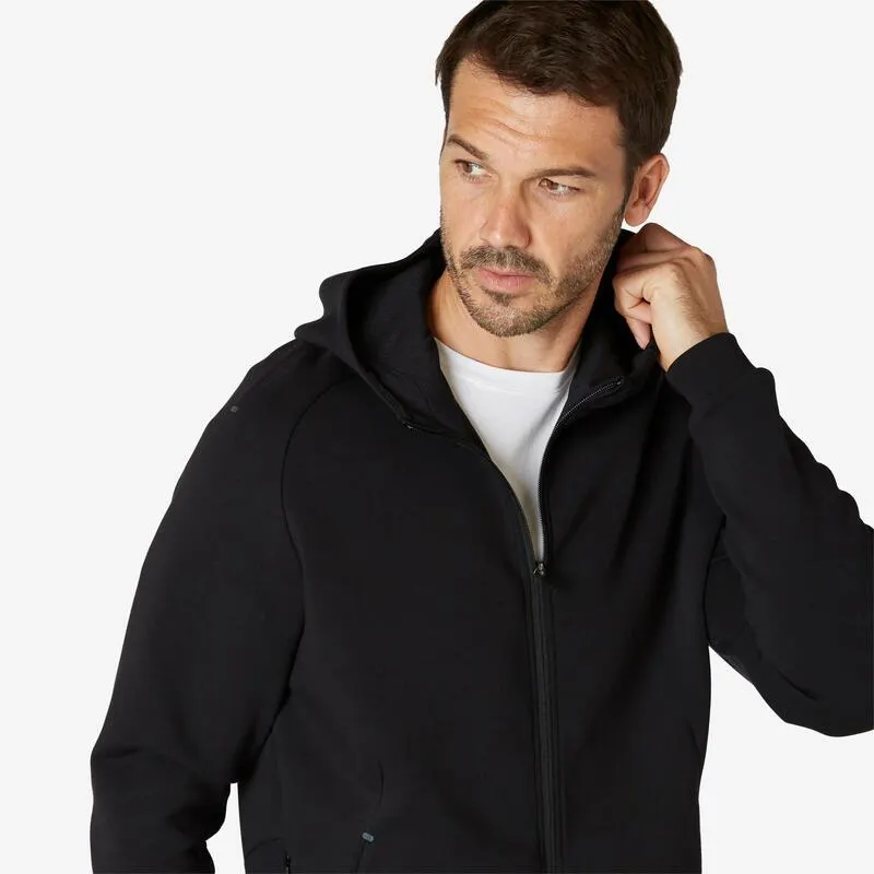 Chaqueta fitness con cremallera y capucha Hombre Domyos negro
