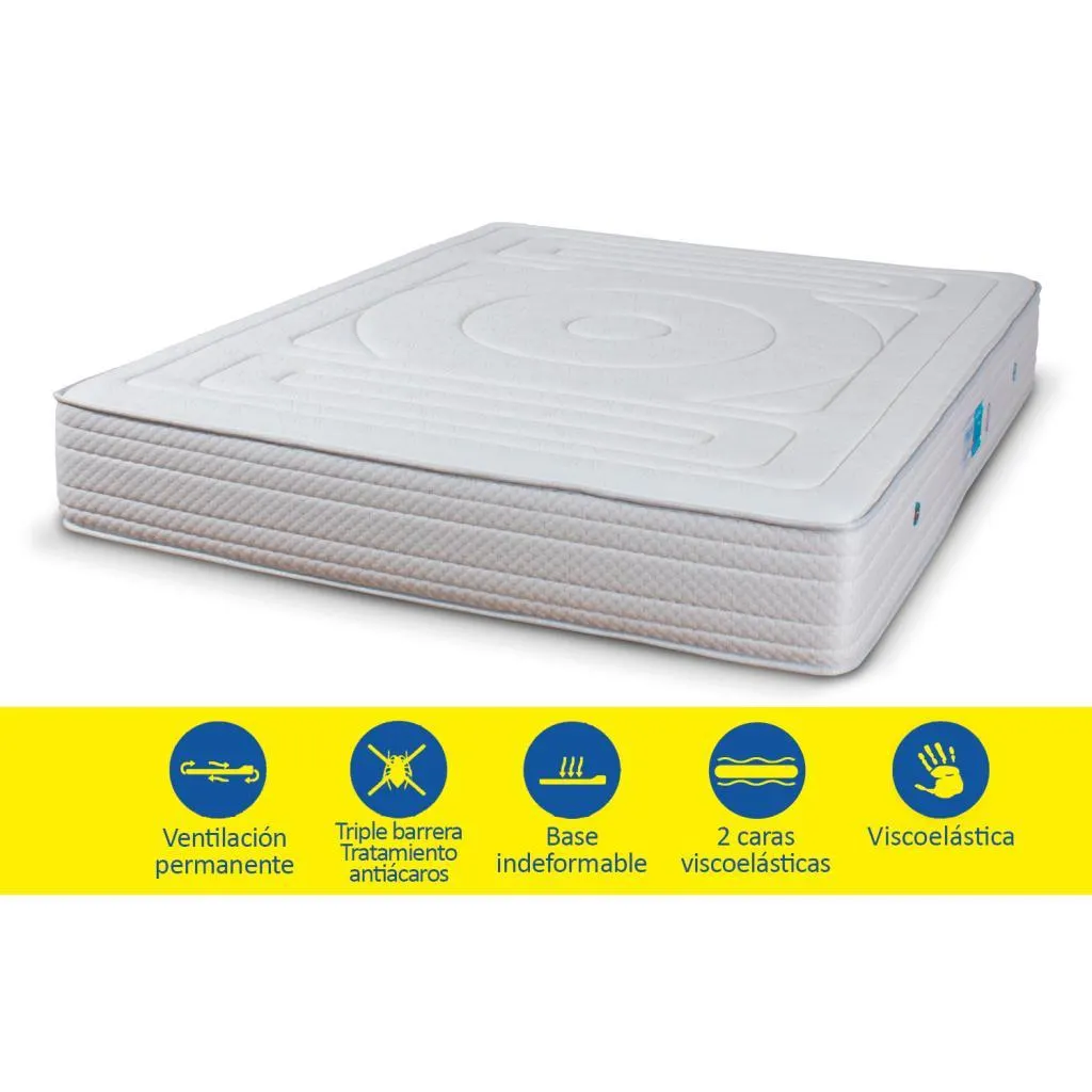 Colchón viscoelástico doble cara de calidad superior Atlántico - 90x182x28 Cms Ancho x Largo x Alto