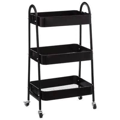 CARRO METÁLICO DE 3 NIVELES, NEGRO