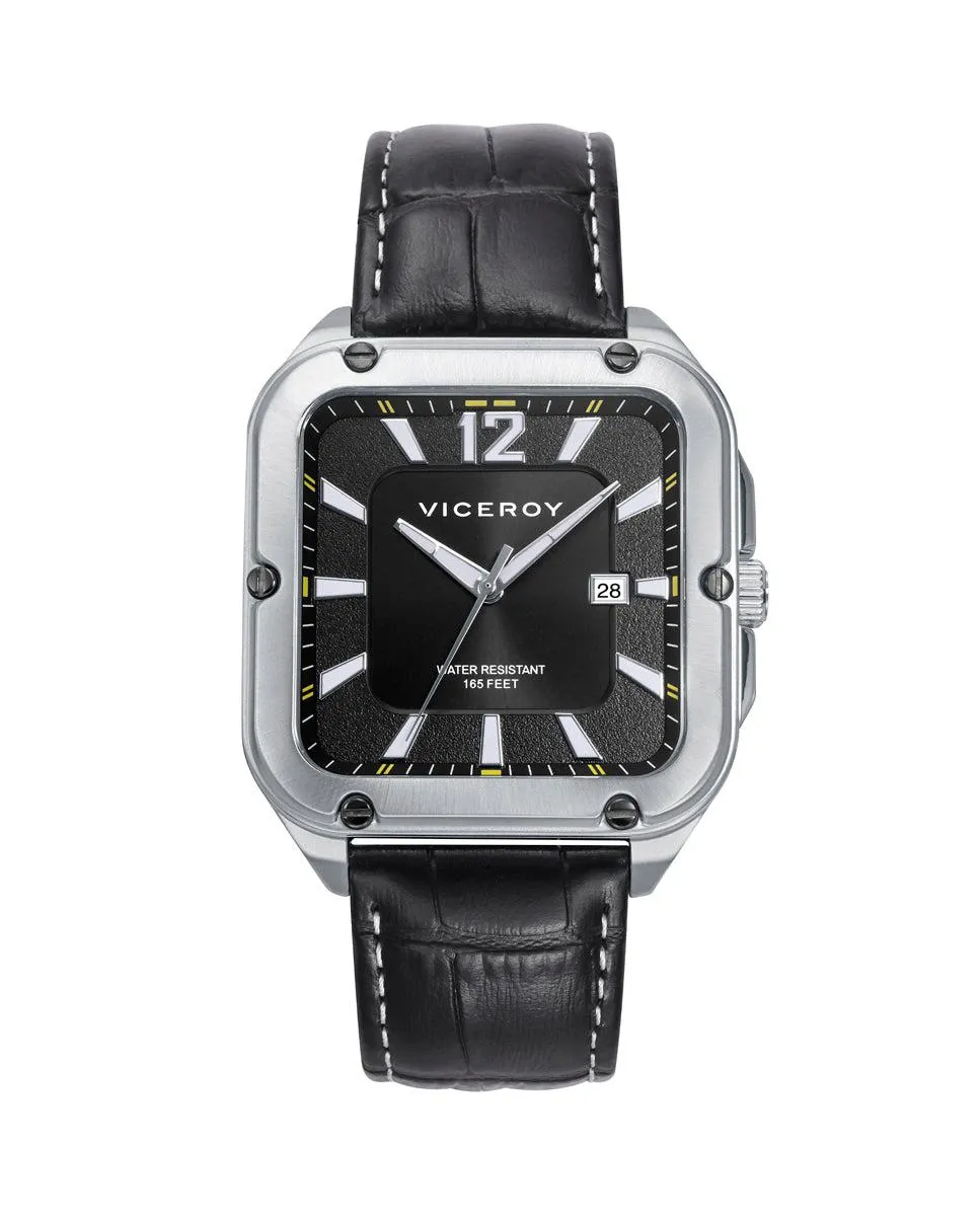 Reloj de Hombre Magnum caja de acero y correa de piel negra