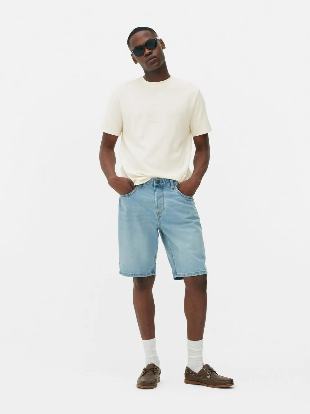 Camiseta gofrada de cuello redondo