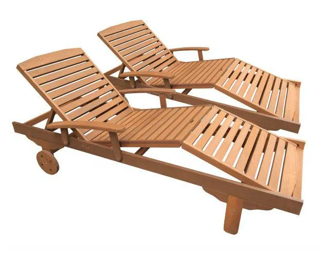 Juego de 2 tumbonas plegables - "singapour" - maple - marrón claro