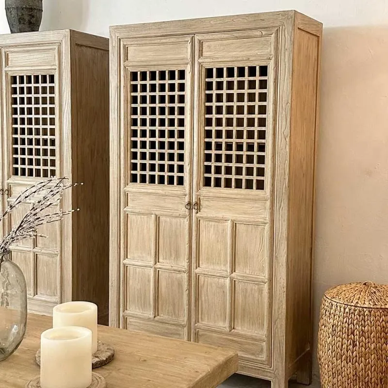 Palo Santo elm wood cabinet, 210cm high