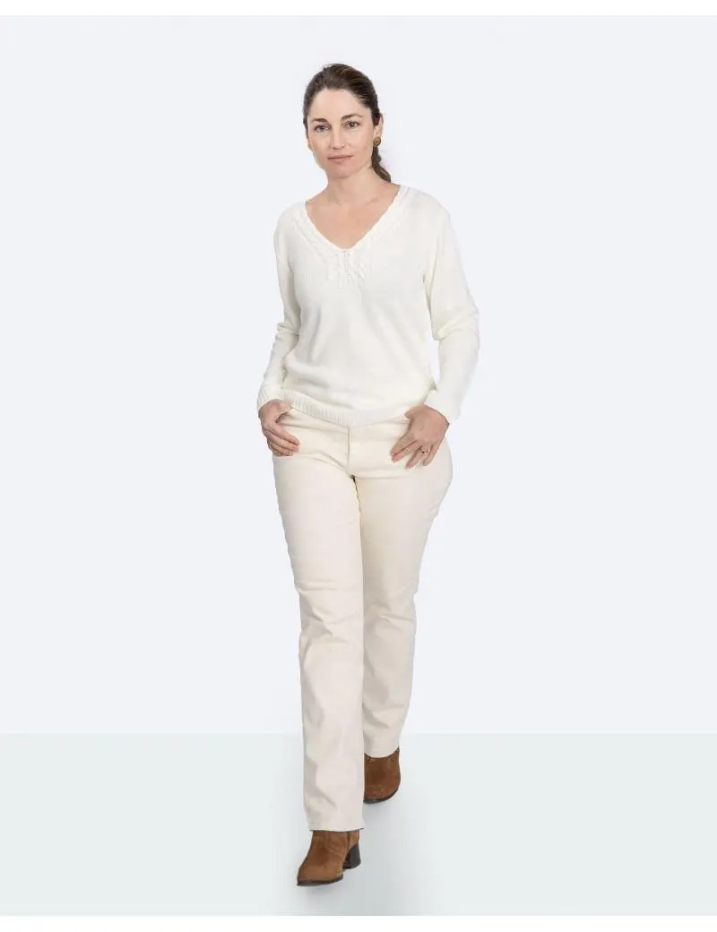 Jersey escote pico trenzas