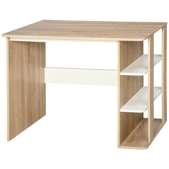 Mesa de escritorio Homcom roble 100x55x74 cm tablero de partículas_836-246