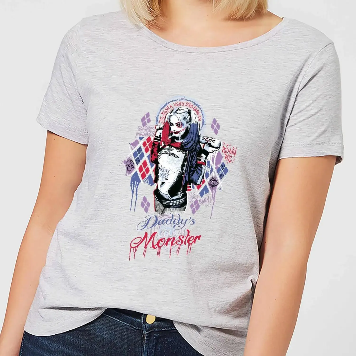 Camiseta DC Comics Escuadrón Suicida "Daddy's Lil Monster" - Mujer - Gris