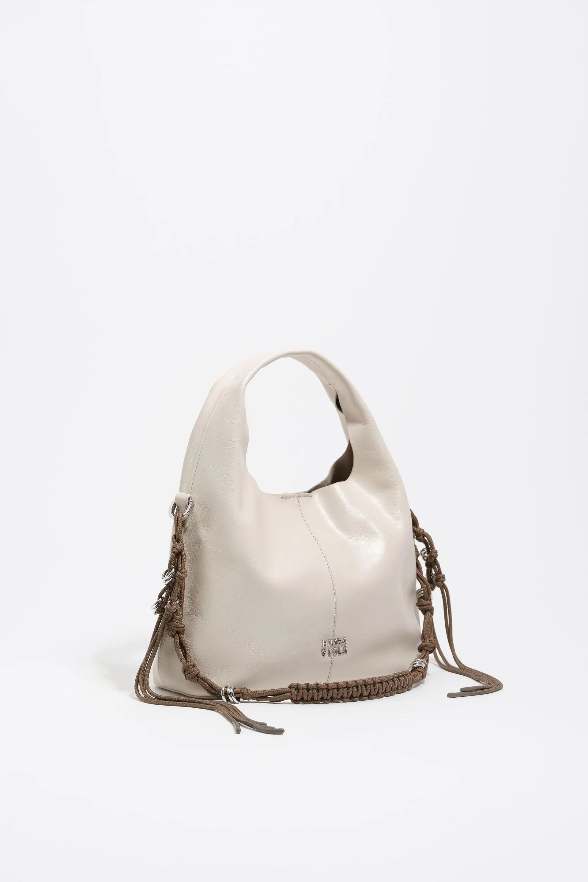 Bolso Paper pequeño piel asa trenzada marfil