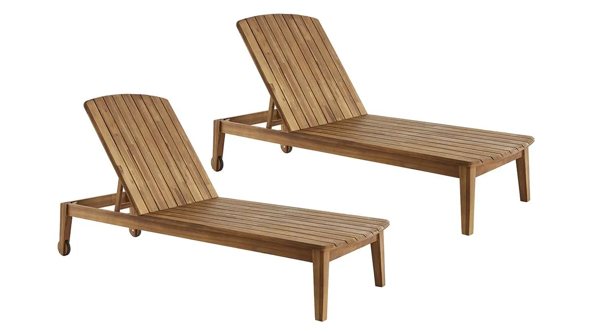 Set de 2 tumbonas de acacia maciza CANOPEE