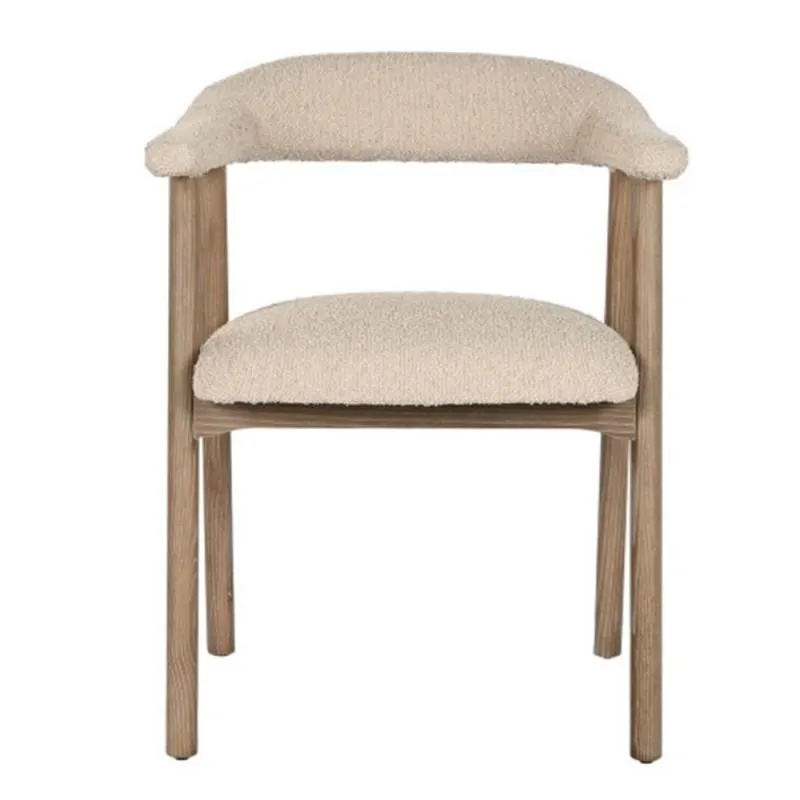 Ash dining chair, upholstered in white polyester
