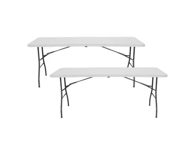Pack 2 mesas plegables rectangulares catering blanco 240x74cm Thinia Home