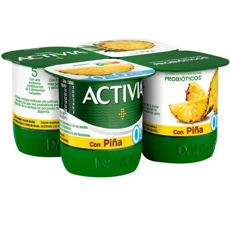ACTIVIA CON PIÑA 0% 0% AZÚCAR , 4X120G DANONE