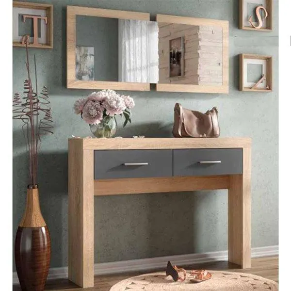 Recibidor Lara 2 cajones + espejo 160x115x26 cm