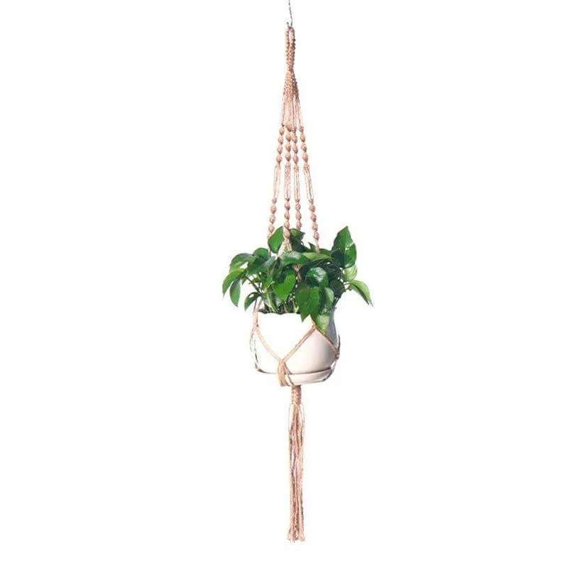 Portamacetas colgante macramé marrón 105 cm