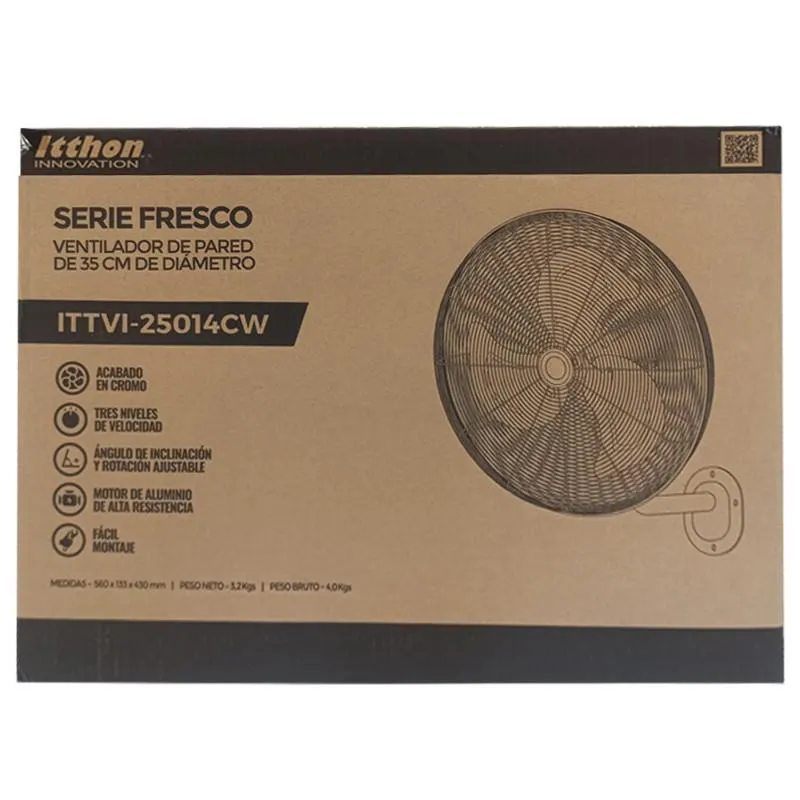 VENTILADOR PARED ITTHON 25014CW CROMO 35CM