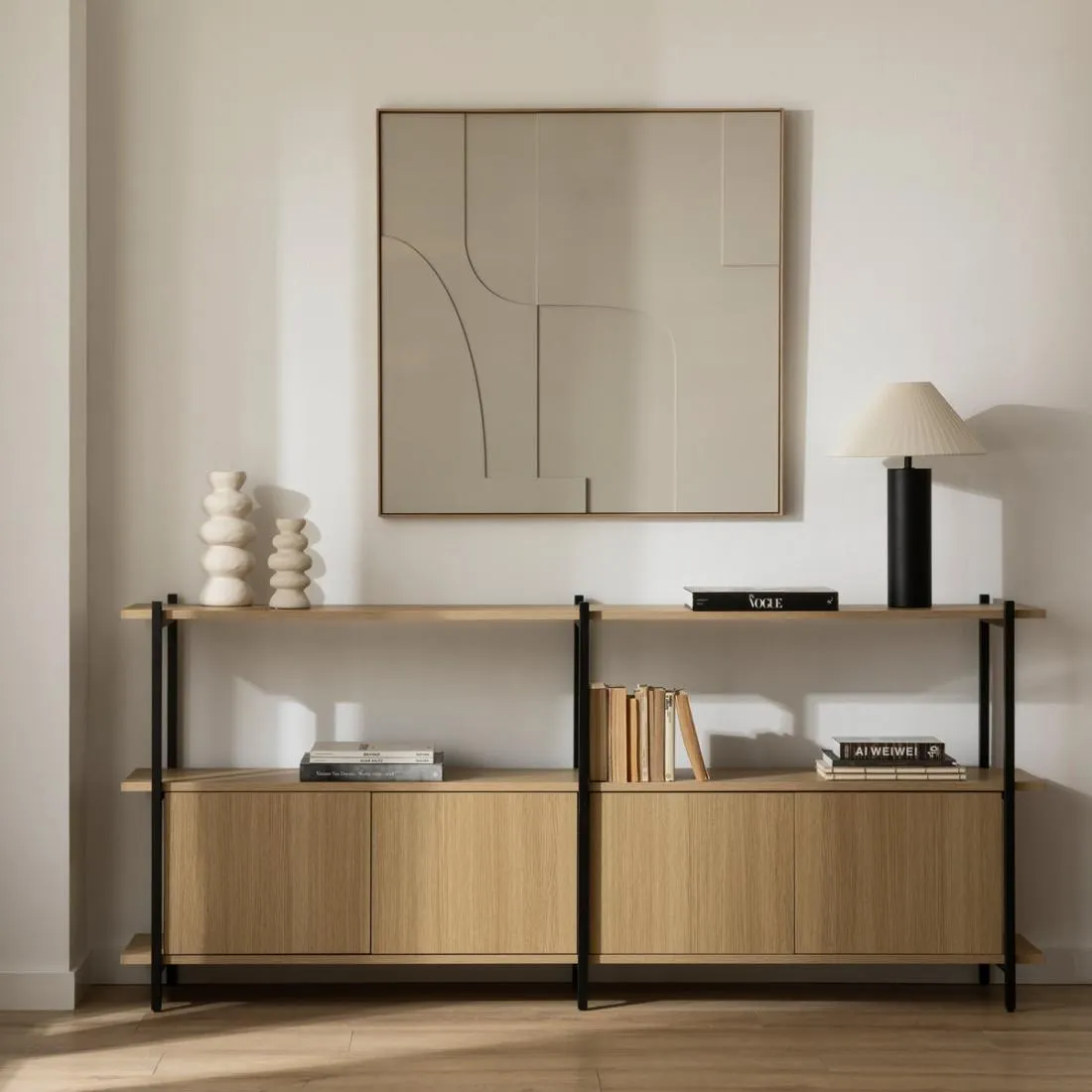 Estantería baja doble negra