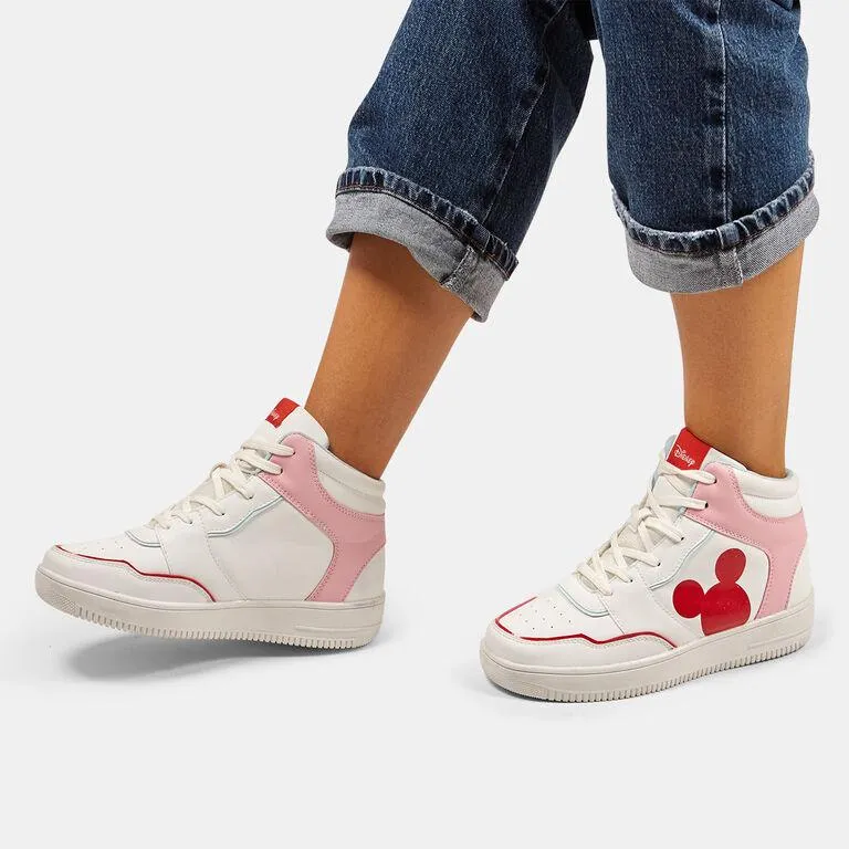 Sneakers altas de mujer con estampado mickey mouse