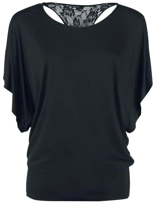 "Lace Back Bat Wings" Camiseta Negro de Gothicana by EMP