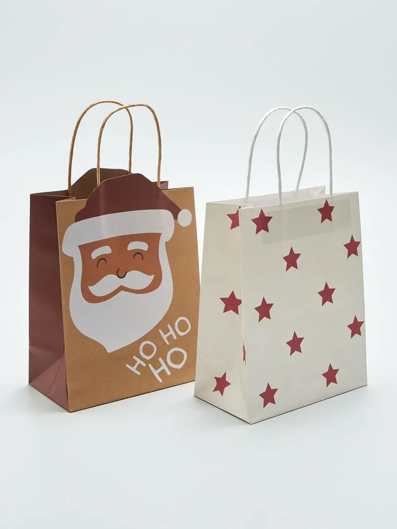 Lot de 2 sacs de Noël - Marron 'Père Noël"