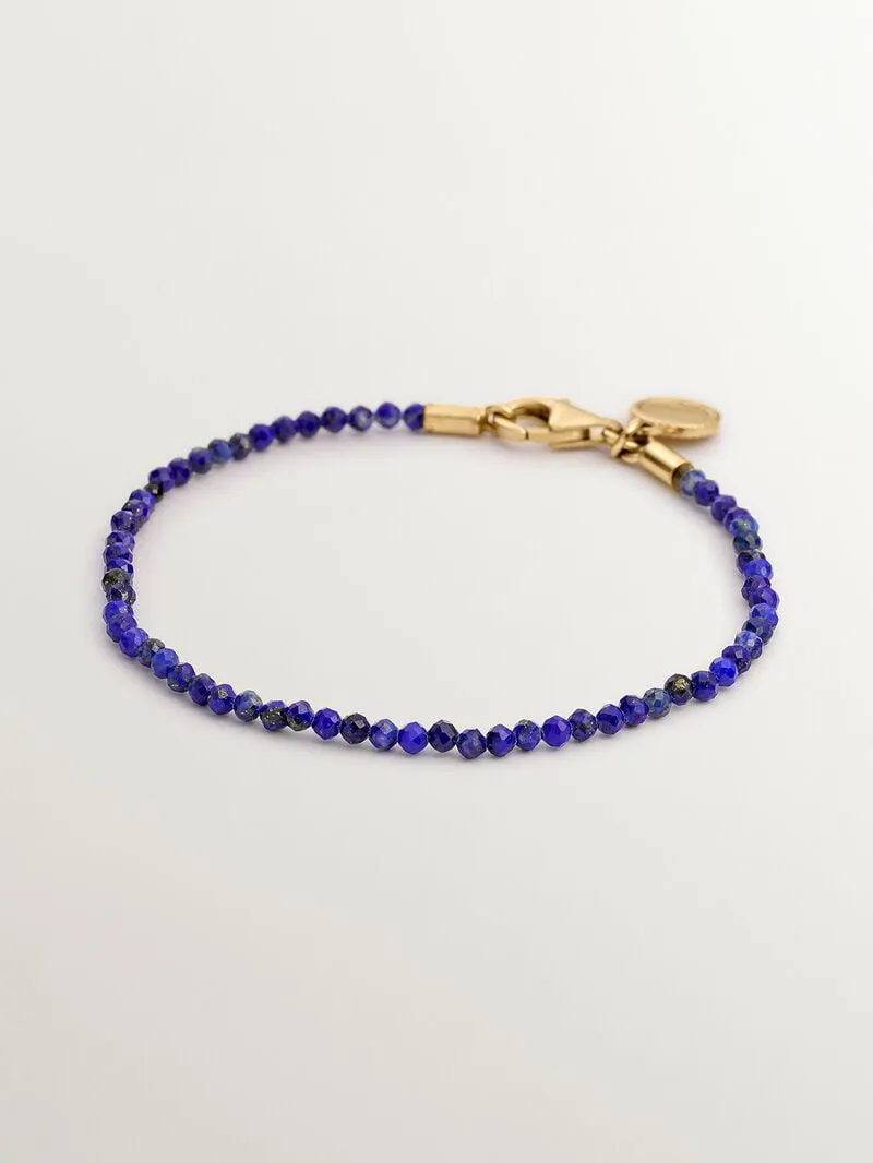 Pulsera de plata 925 bañada en oro amarillo de 18K con lapislázuli