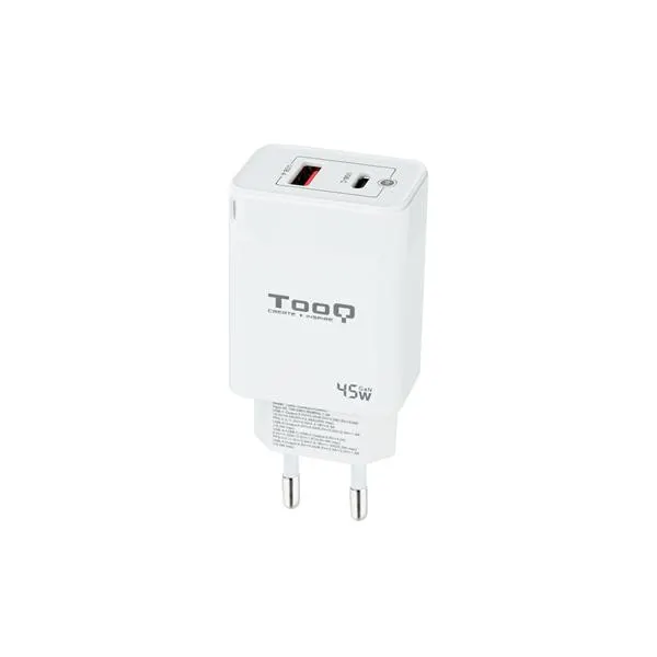 CARGADOR USB PARED TOOQ TQWC-GANQCPD45WT GAN USB-C-PD-USB-A-QC 45W BLANCO