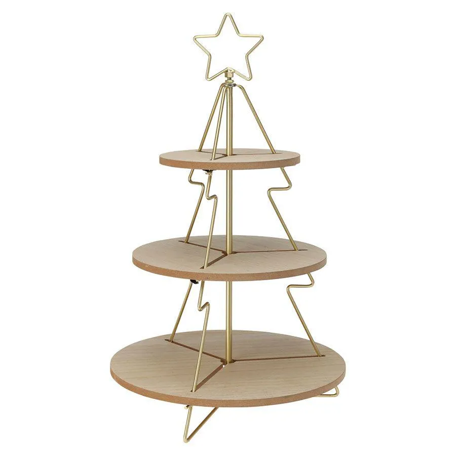 Bandeja arbol Navidad dorada 50 cm Koopman