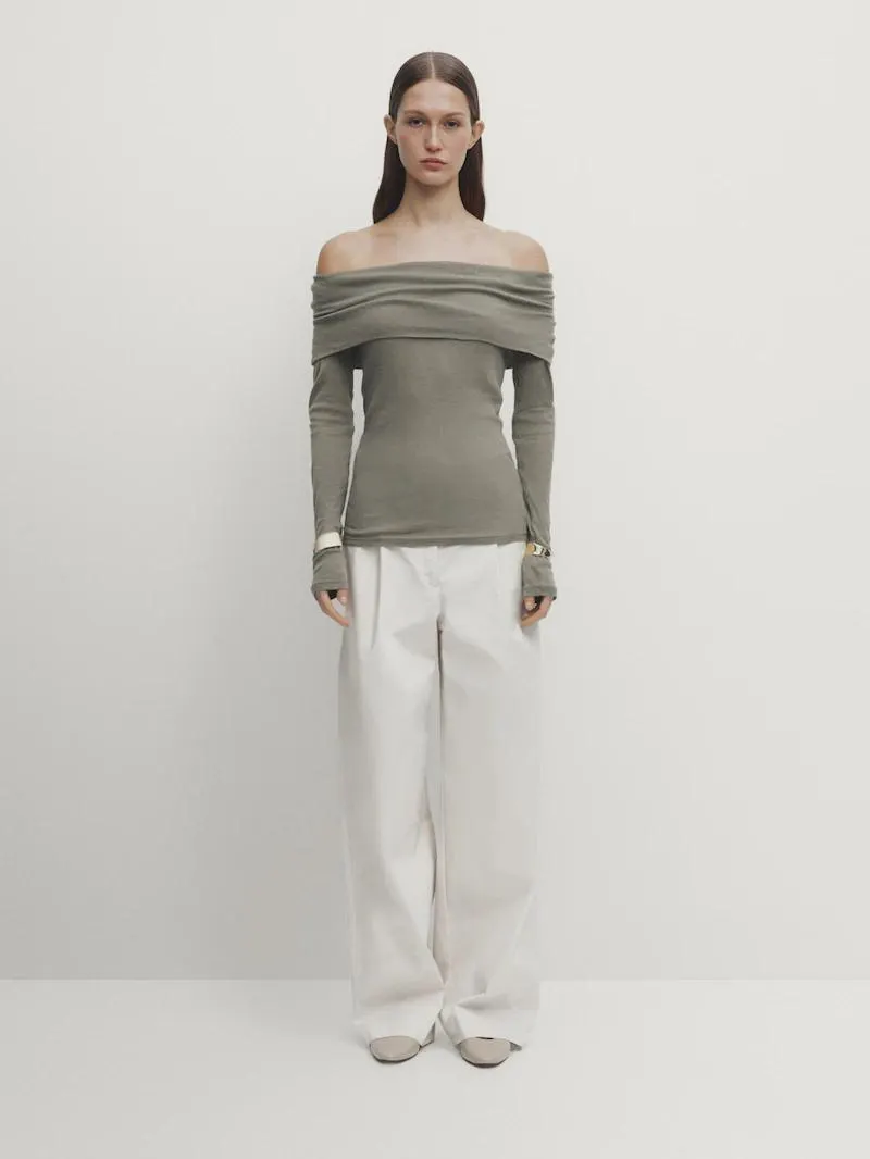 Camiseta larga hombros descubiertos