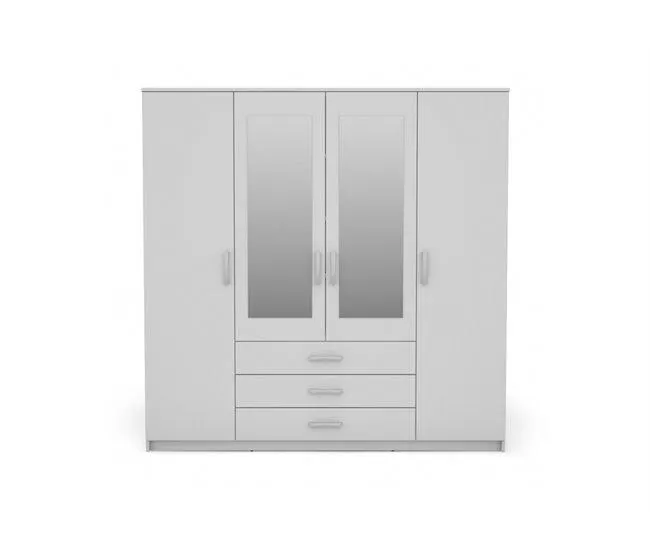 Armario 4 puertas dos con espejo DUNA blanco