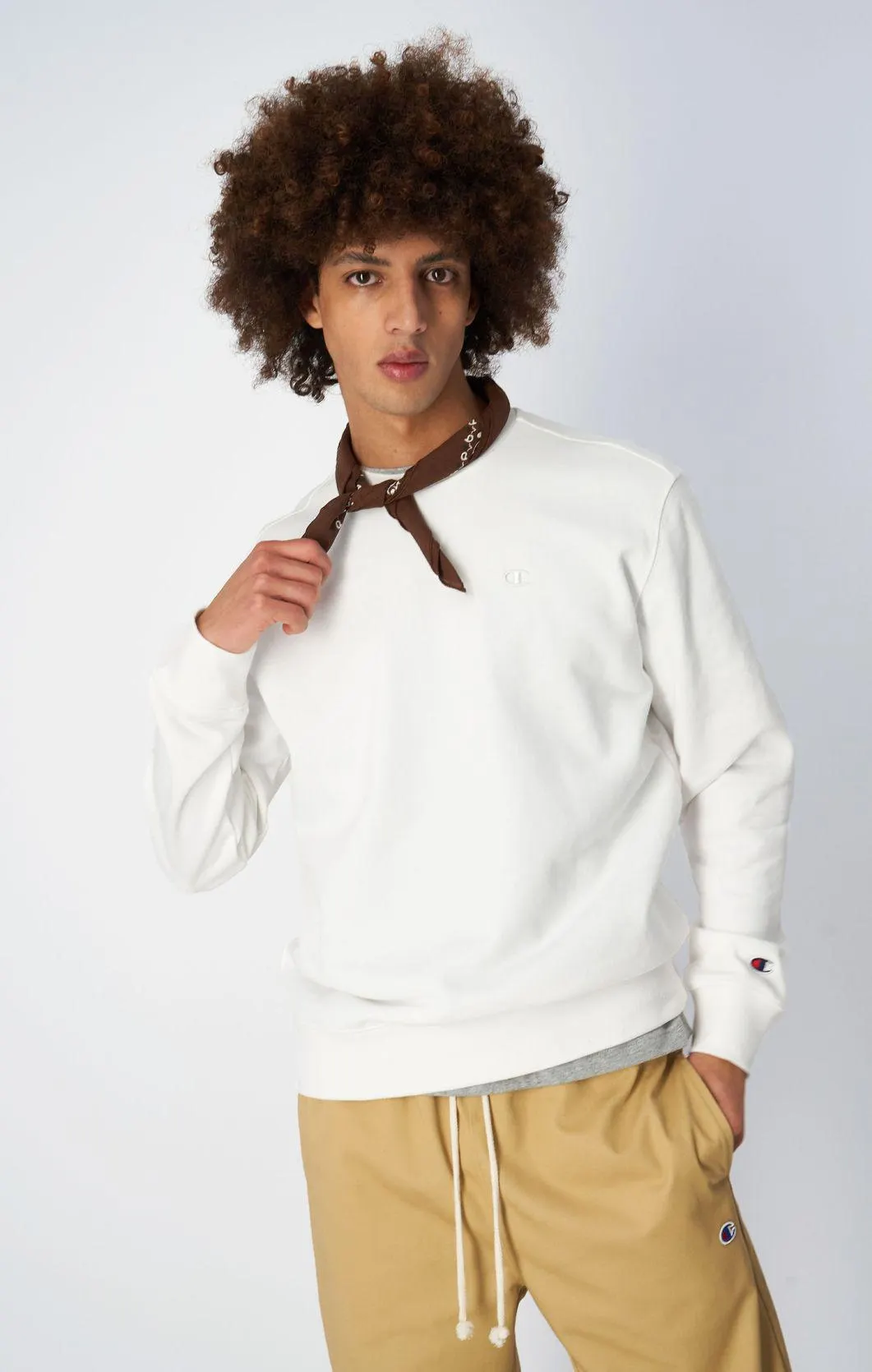 White Sudadera de felpa perchada con bordado a juego