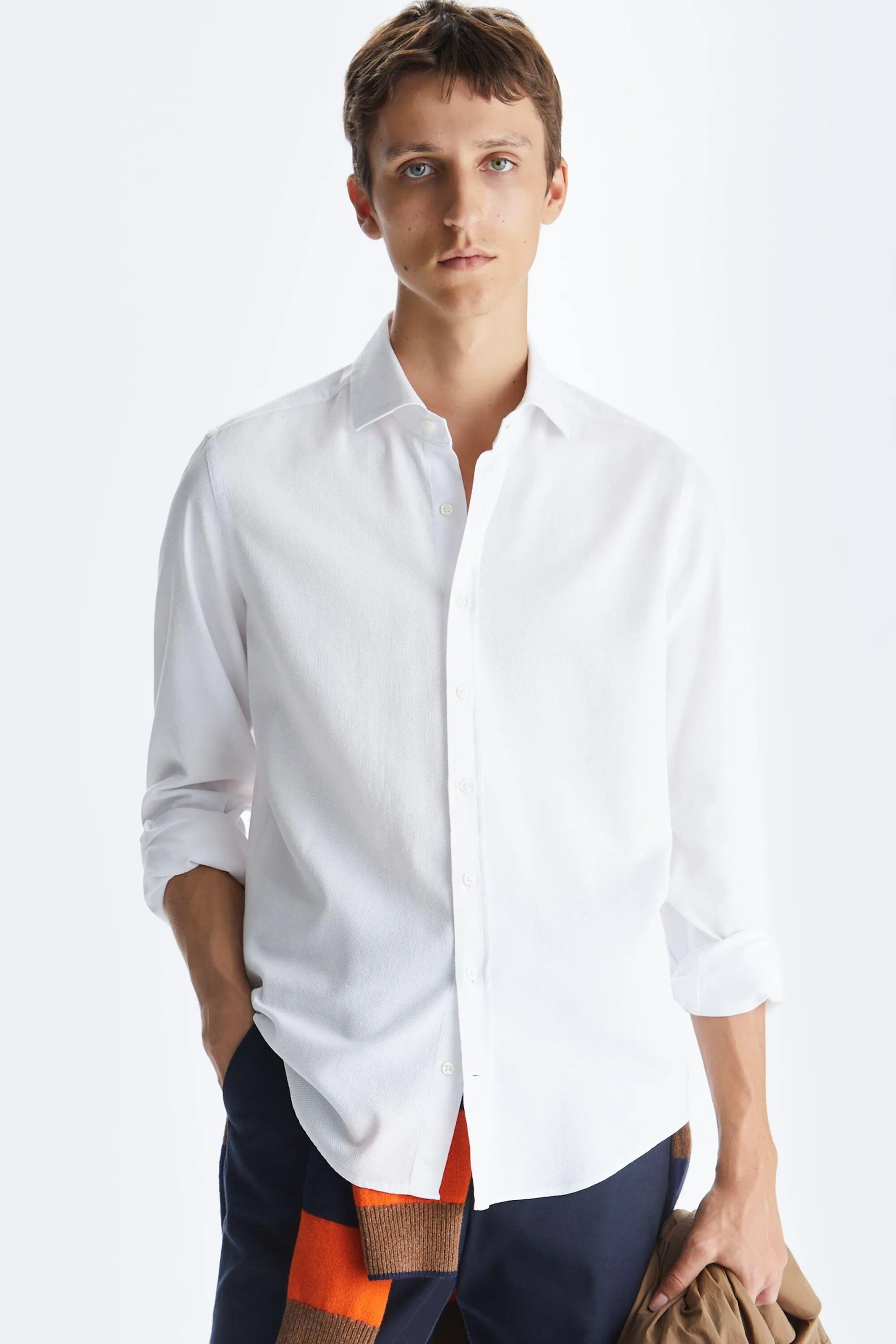 Camisa estructura cuello italiano