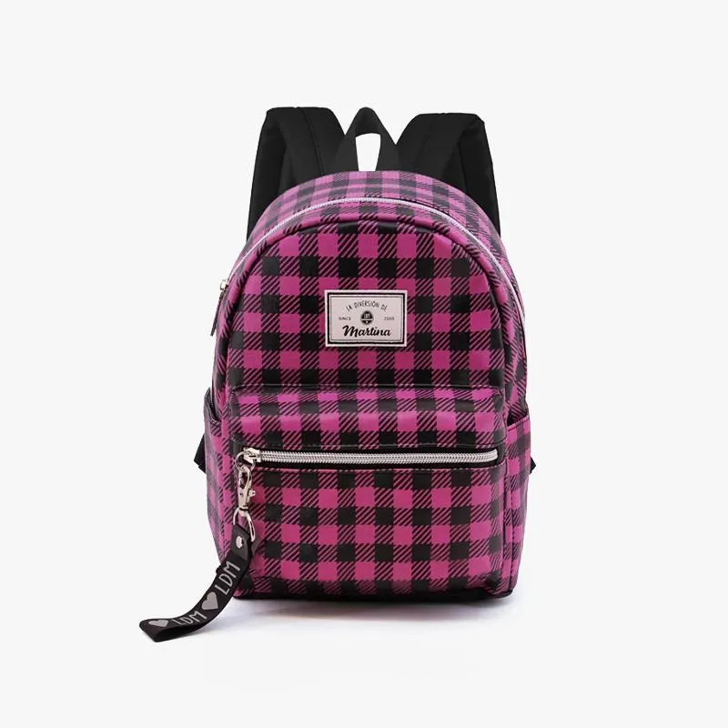 MOCHILA ROSA CUADROS