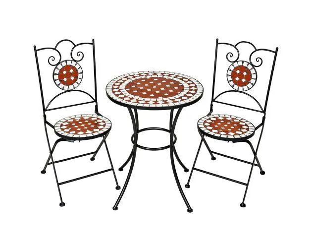 Conjunto de mesa ø 60cm + 2 sillas mosaico