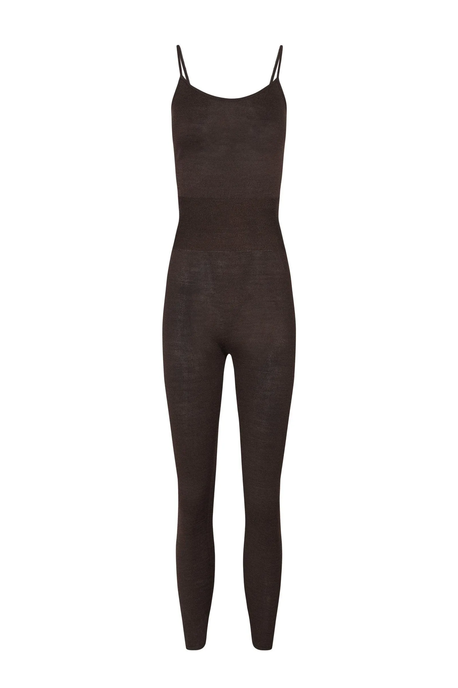 Airi, brown silk knit jumpsuit