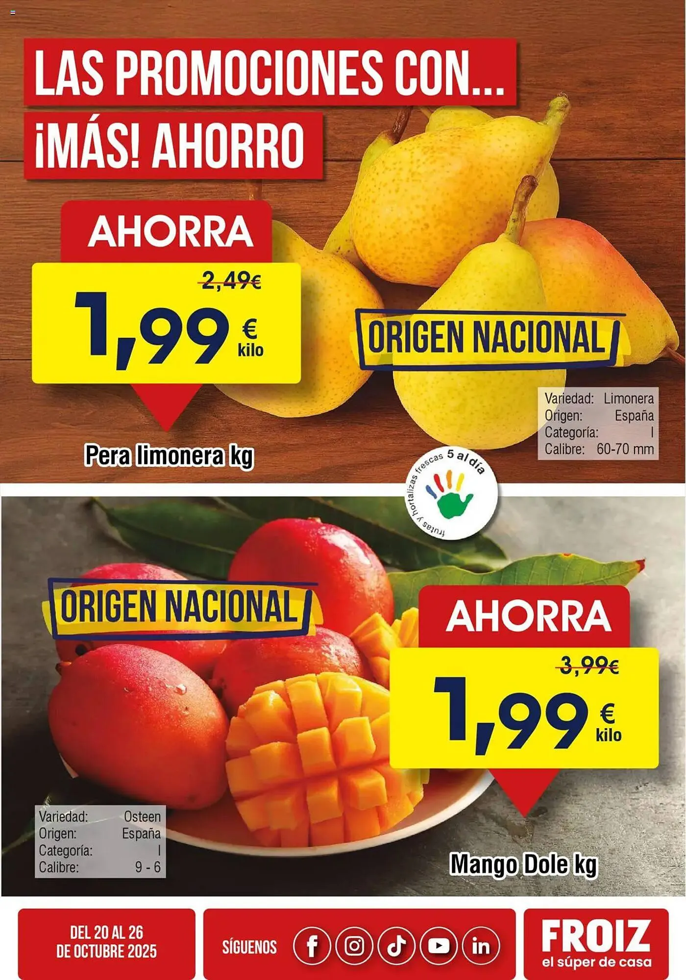 Catálogo de Folleto FROIZ 20 de octubre al 26 de octubre 2025 - Página 1