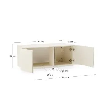 Mueble de baño Salaya de madera contrachapada de fresno con acabado lacado beige 90 x 45cm