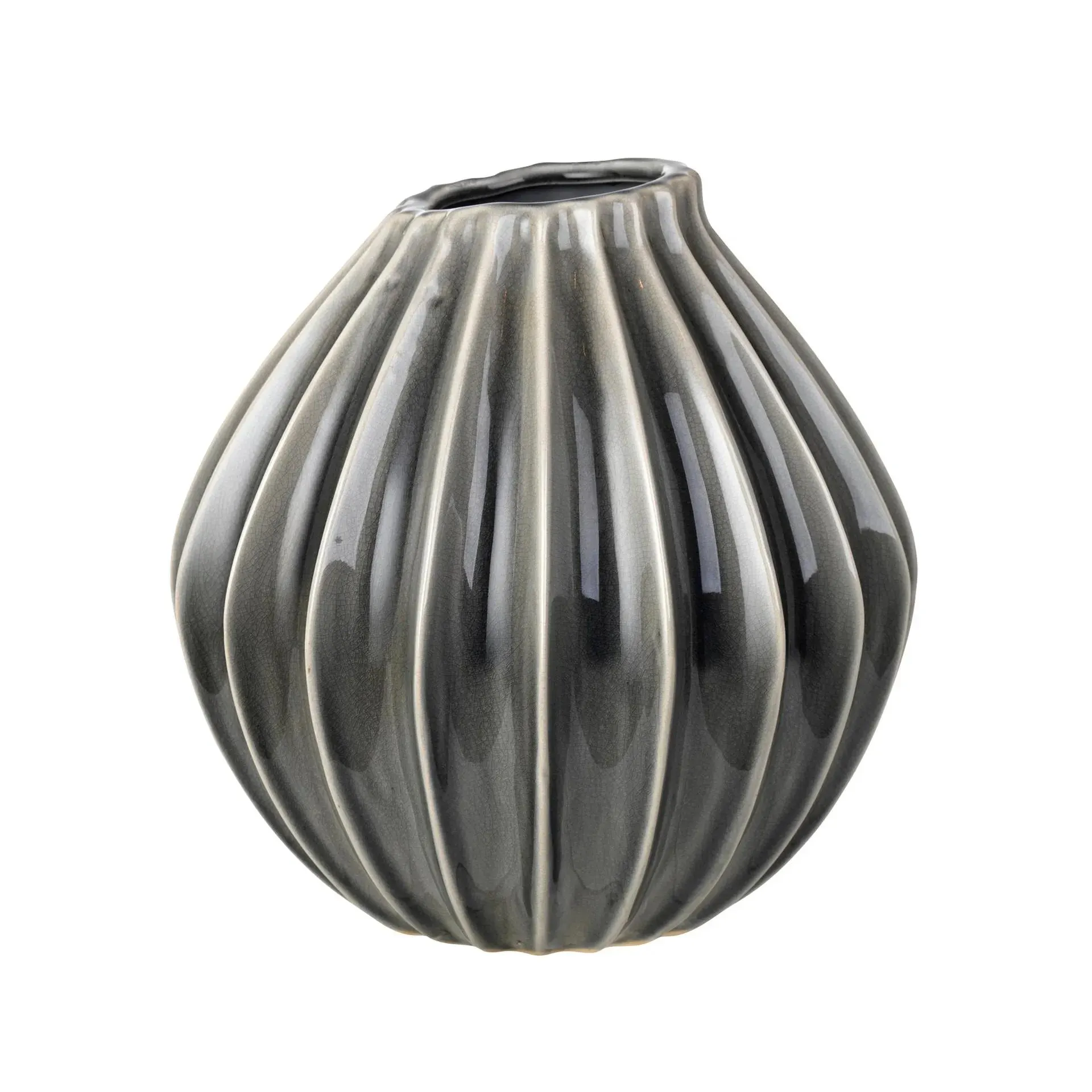 Wide vase smoked pearl 25 cm